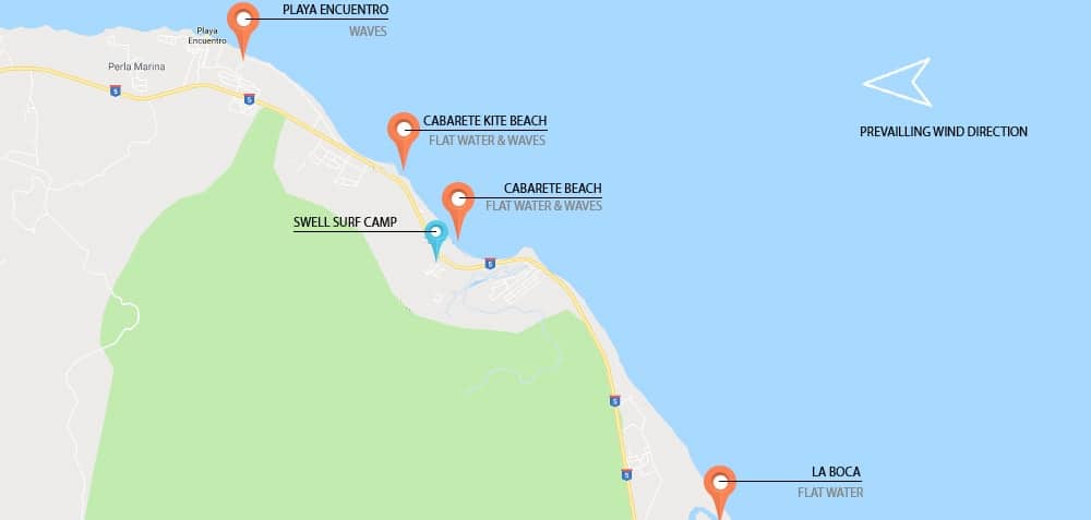 Dominican republic kitesurf spot map