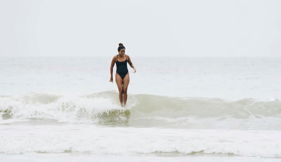 woman longboarding