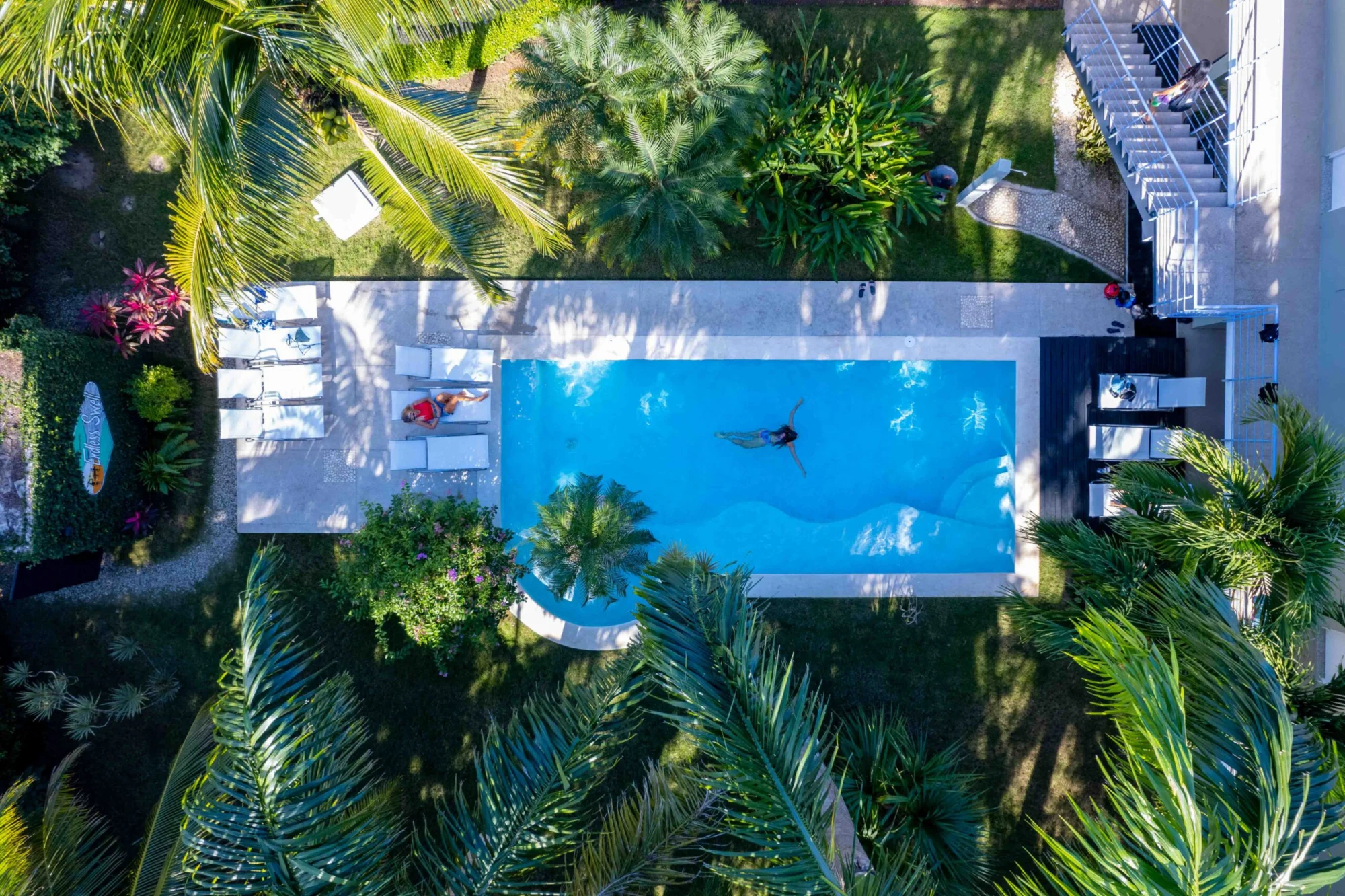 The saltwater pool, from above